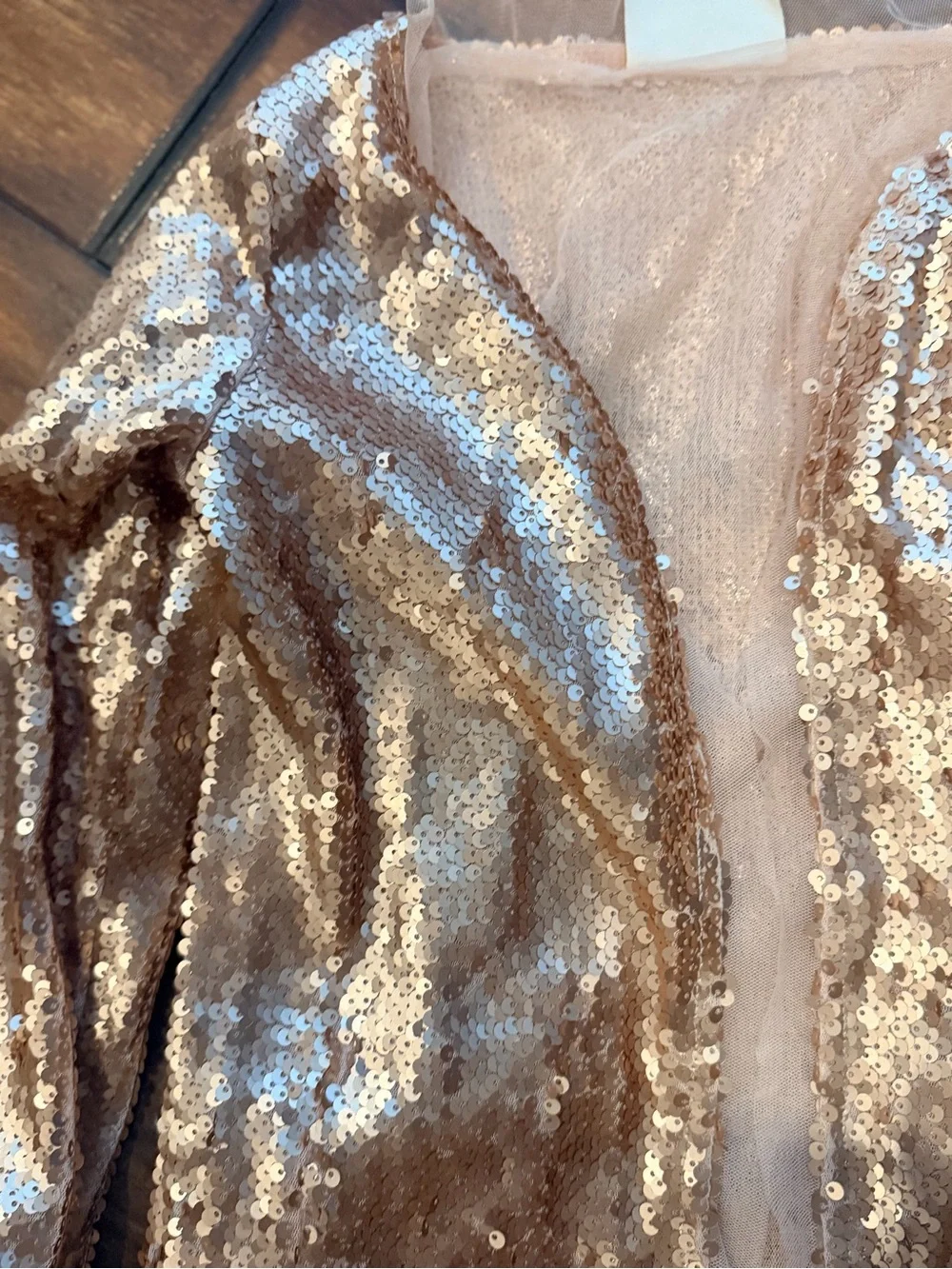 Girls 7 Joyfolie Rose Gold Sequin Cardigan
